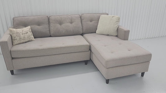 Greige (Gray + Beige) Tufted Chaise Sectional | *FREE DELIVERY* | Lounge Now Settle Up Later